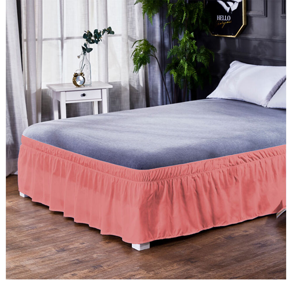 Hotel Bed Skirt Wrap Around Elastic Without Bed Surface Twin /Full/ Queen/ King Size 40cm Height for Home Decor details