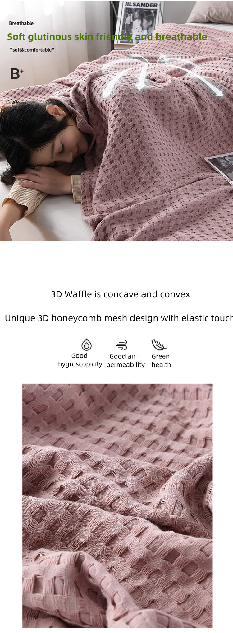 Factory Wholesale Pure Cotton Solid Colorful Super Soft Luxury Defect Knit Waffle Towel Quilt supplier