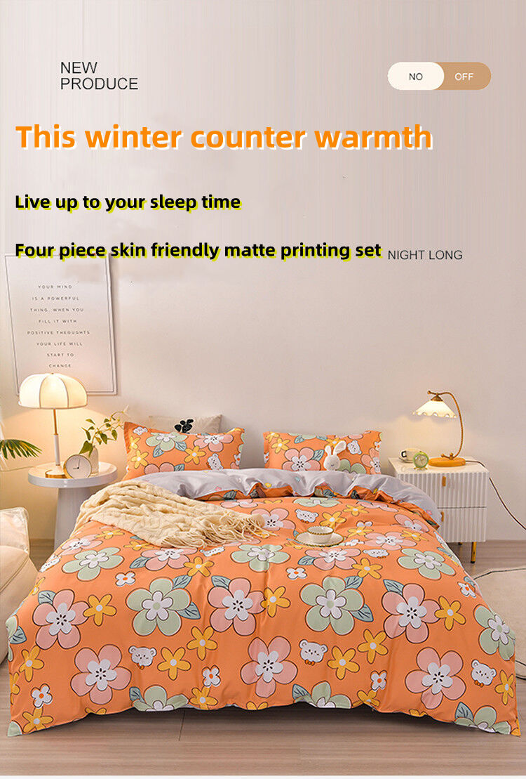 100% Polyester Bed Sheet Set For Home Sheets Floral Bedsheet Printed Bedding Sets manufacture