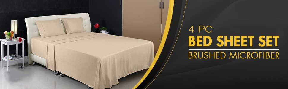 Amazon Selling Hotel Luxury Fitted Sheet Wholesale Plain Solid color 4 pieces bedding set Microfiber Bed Sheets details