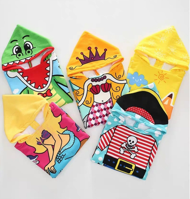 Quick Dry Factory Support Customized Hooded Kids Poncho Beach Towel factory