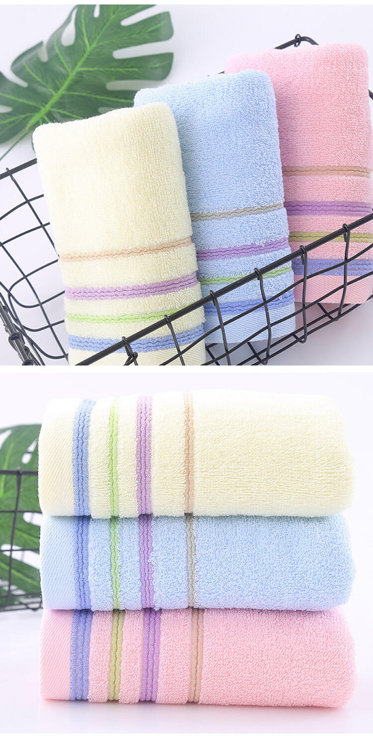 Multicolor cheapest Home Soft Plain Dyed Striped 100% Cotton bathroom towel factory