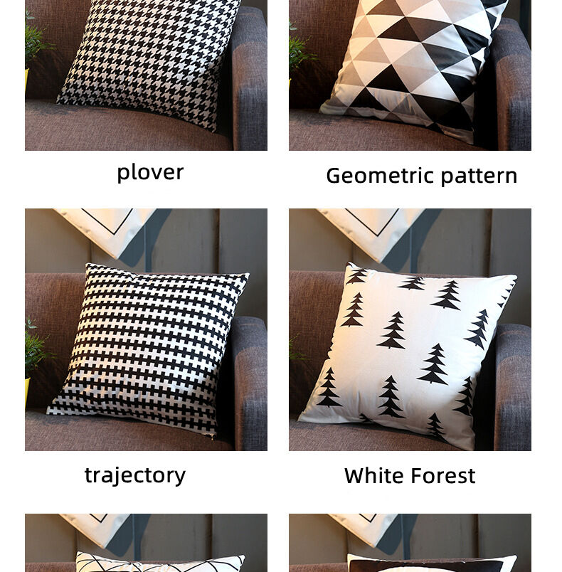 Modern Pillowcase Geometric Black Grid Wholesale Luxury Cotton Linen Cushion Cover Pillow Cover factory