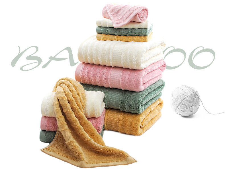 Wholesale organic bamboo fiber wavy towels or custom towels logo embroidery durable absorbent soft towels manufacture