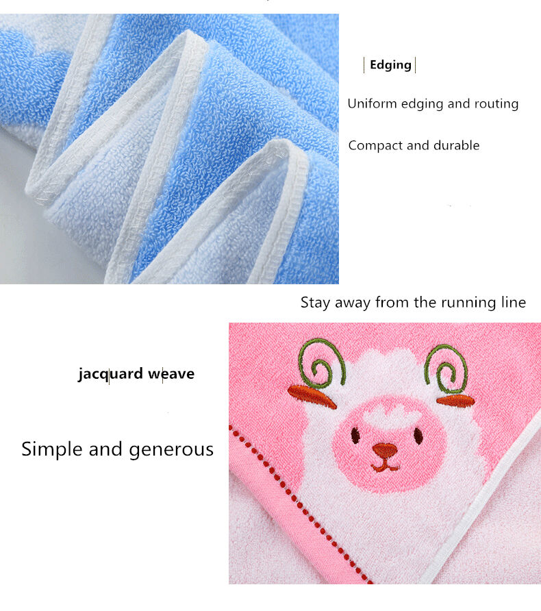 Cartoon Little sheep cheapest Home Soft Plain Dyed Striped 100% Cotton bathroom towel factory