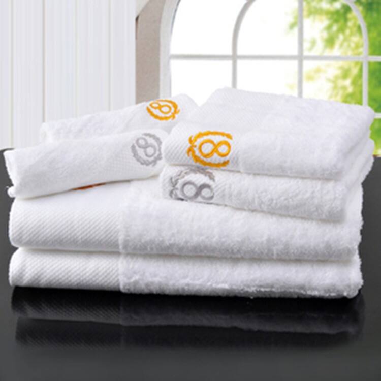 High Quality Soft White embroidery logo 100% Cotton Hotel hand face bath towel factory