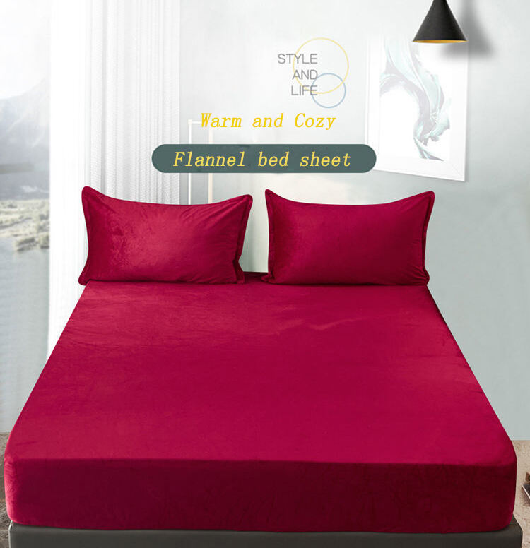 Extra Soft Fleece Velvet Plush Bedsheet Pillow Case Deep Pockets Full Fitted Sheet Single Double King Size Bed Sheets details