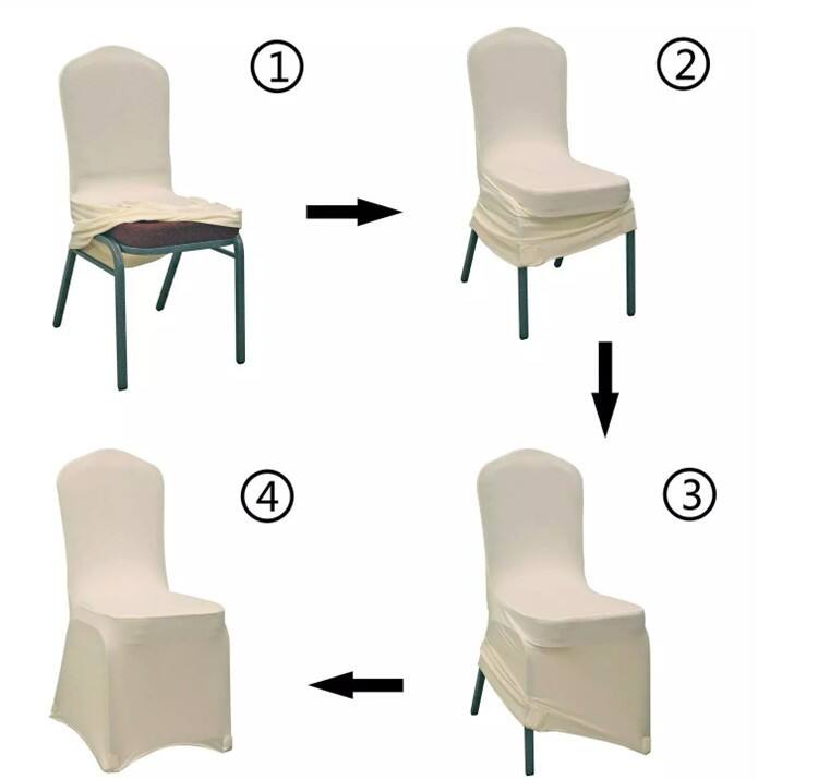 Promotional Banquet Chair Use 100%Polyester Material and Plain Style chair cover details