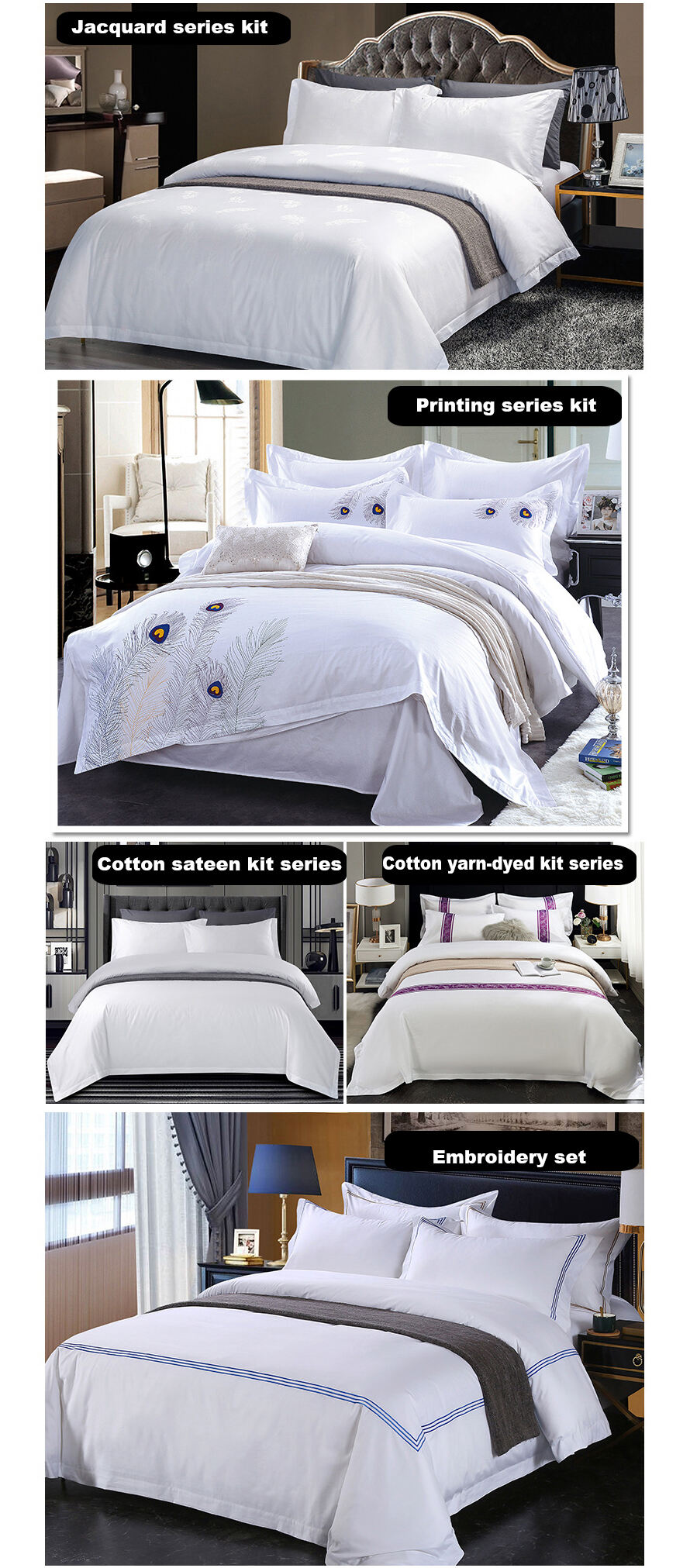 Bedroom furniture cotton bed sheets Luxury hotel products Set popular strength cotton beds bedding set factory