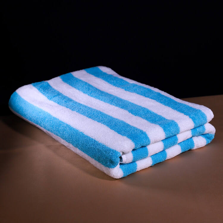 Hotel Luxury Spa Blue and white stripe Terry Cotton super soft large size Beach towel supplier