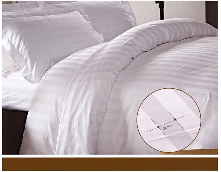 Homestay Hotel Fabric Satin Striped Bed Sheet Fabric Thickened White bed sheet set cotton factory