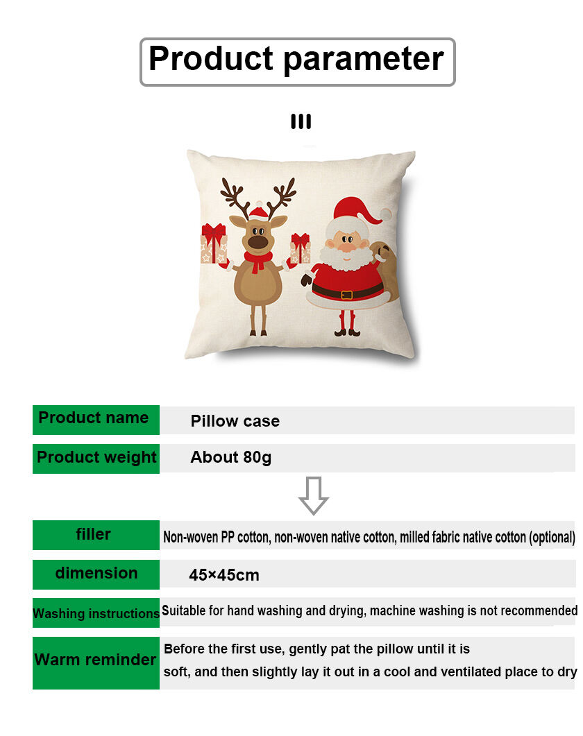 Home decor Square Christmas throw pillow digital printed cotton linen cushion cover Christmas pillow covers manufacture