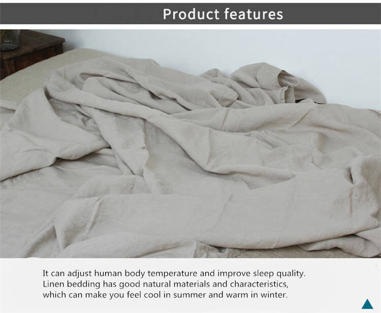 100% French Flax linen bedding stone washed bed sheets set factory