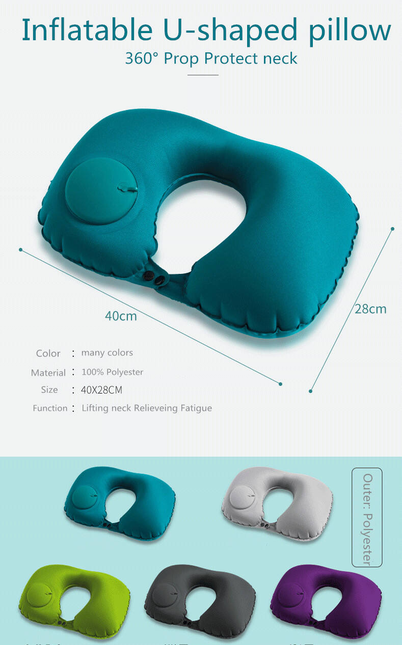 Soft U shaped press pump inflatable air travel neck pillow Wholesale supplier