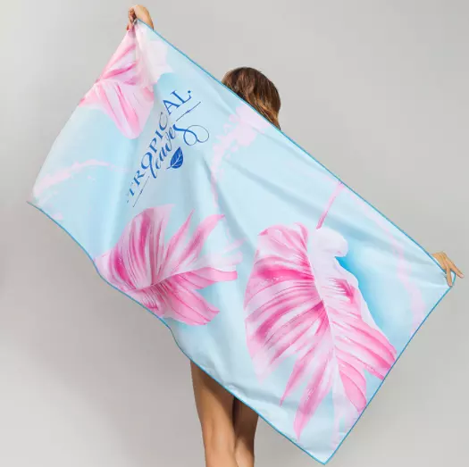 Print logo quick dry suede microfiber cotton sand free beach towel personalised details