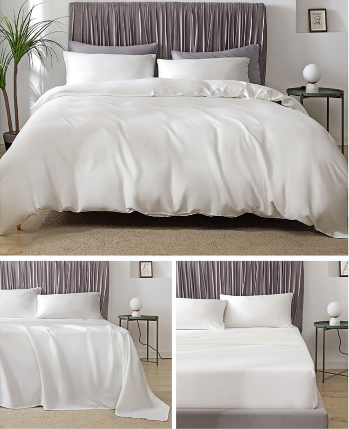 60S 100% Artificial Fiber Bedding Sets Solid Color Bed Sheet manufacture