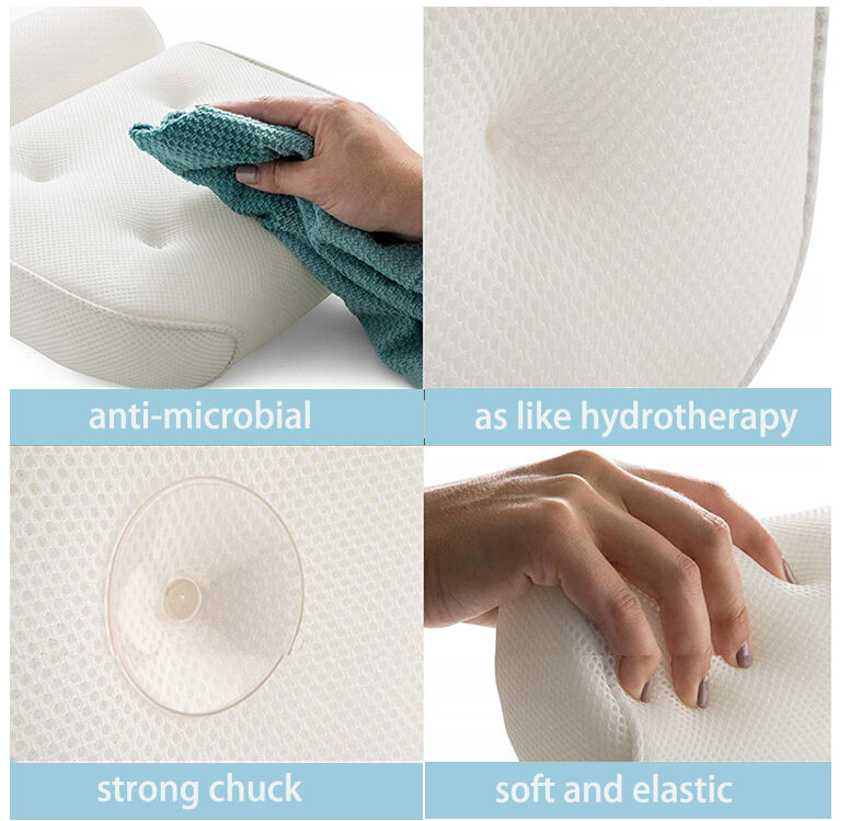 Non-Slip 3D Mesh fabric quick-dry SPA Bath Pillows new design Luxury Bathtub Pillow supplier