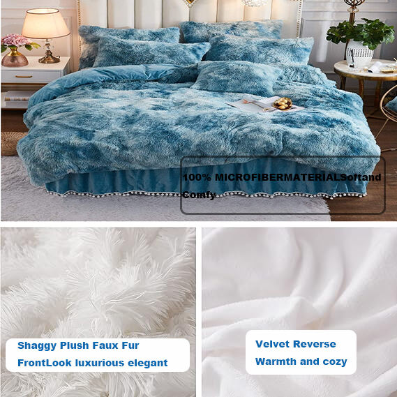 Plush down comforter set Luxury ultra soft down comforter set Fluffy plush bedding details