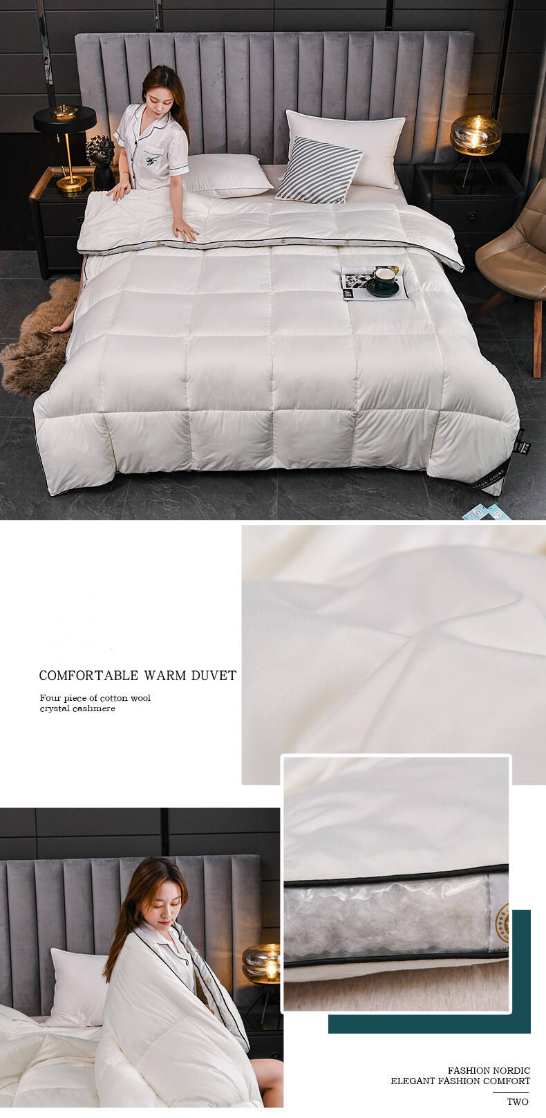 Factory supply wholesale luxury comfort winter edredon bed quilt manufacture