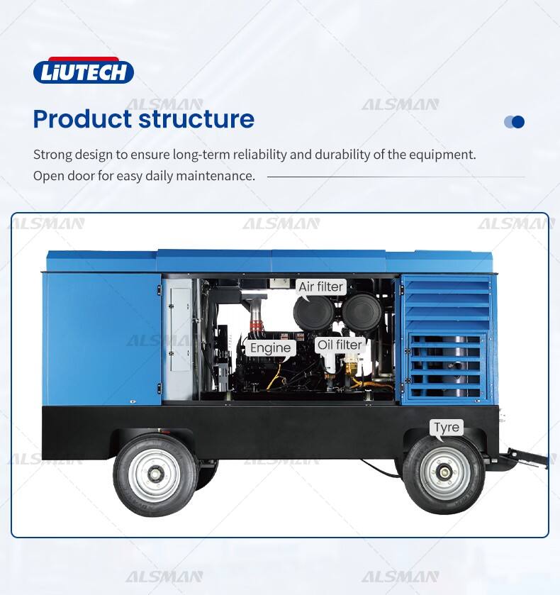 Liutech LUY230-17 Mobile Portable Air Screw Compressor For Concrete Breaker details