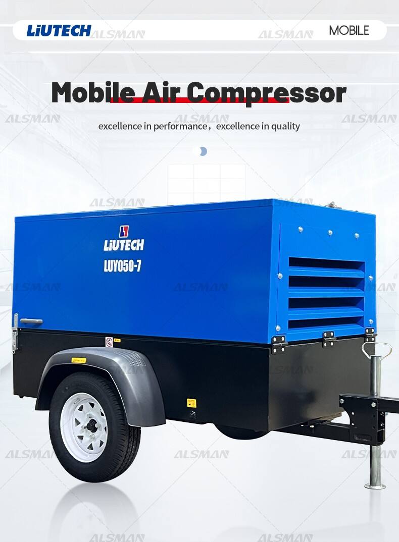 Liutech LUY120-12 Mobile Portable Air Screw Compressor For Concrete Breaker factory