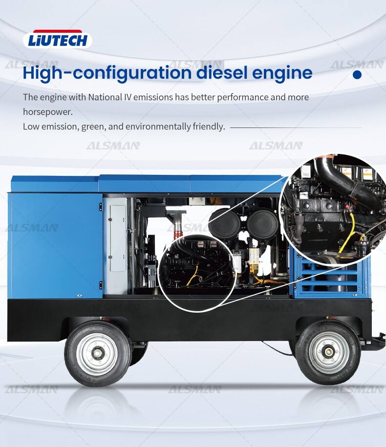 Liutech LUY160-17 Mobile Portable Air Screw Compressor For Concrete Breaker factory