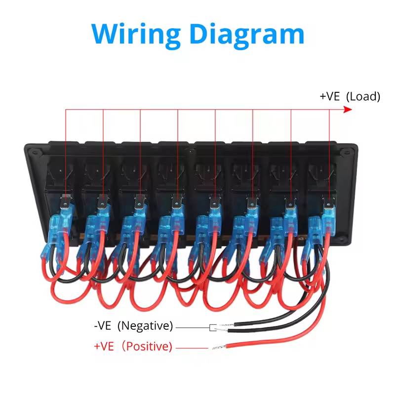 8 Gang Rocker Switch Panel Car Styling Waterproof 12V Car Auto Boat Marine Red Led Rocker Switch Panel Circuit Breakers With Fus