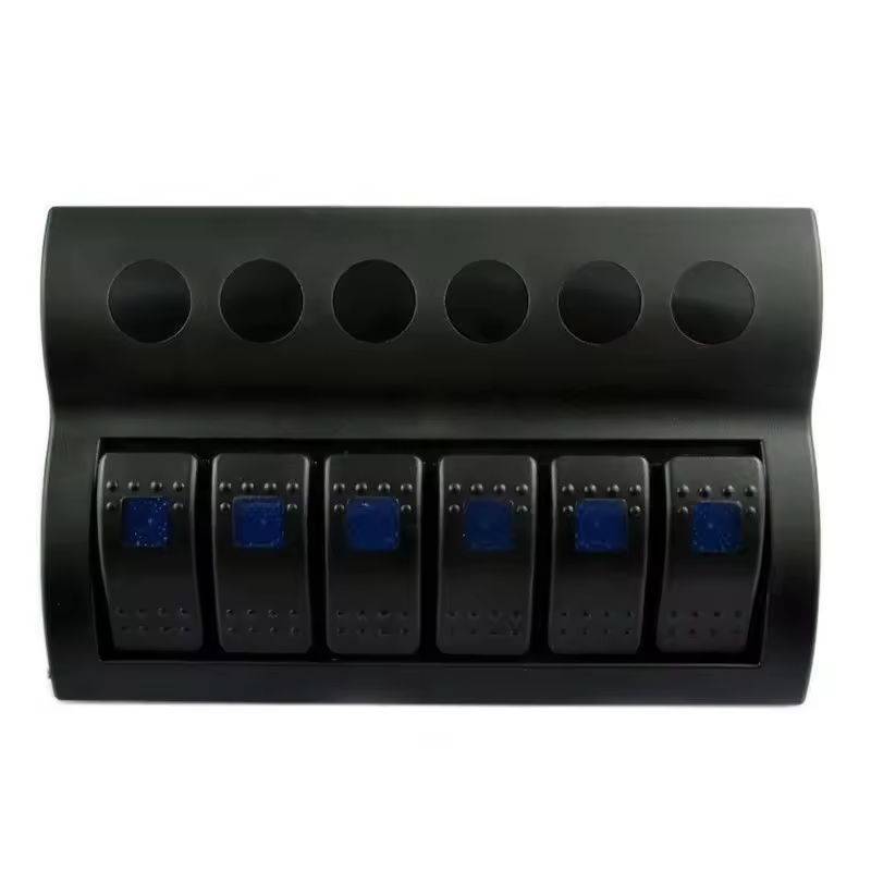 White Marine Switch Panel Boat 6 Gang Switch Panel 12-24V Blue LED Rocker On-off Optional Circuit Breaker Switch Control Panel