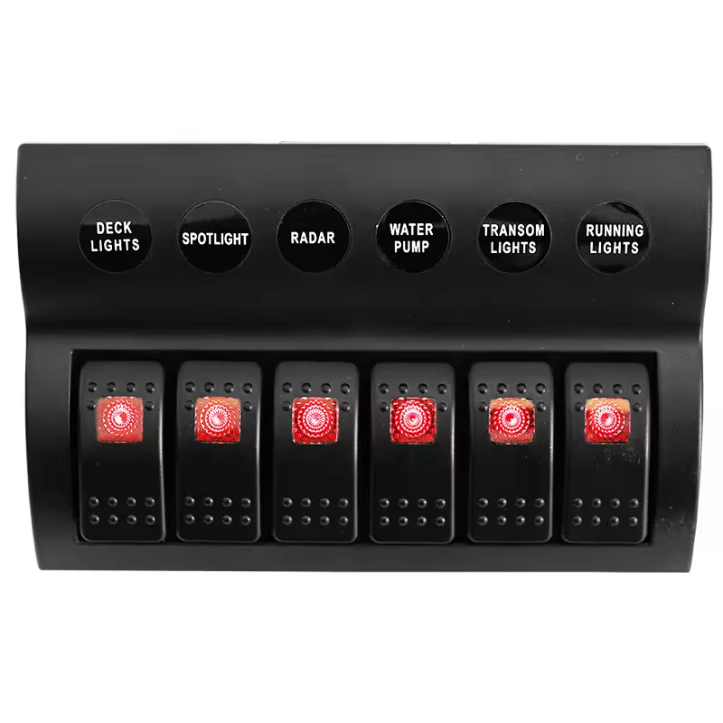 White Marine Switch Panel Boat 6 Gang Switch Panel 12-24V Blue LED Rocker On-off Optional Circuit Breaker Switch Control Panel