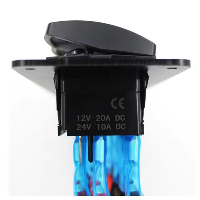 DC 12V Led On Off Rocker Switch &Color Voltmeter 6 Gang Rocker Switch Panel For Caravan Automotive Marine