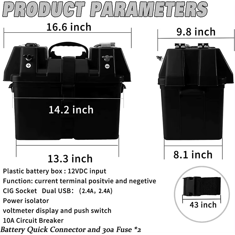 Waterproof 12V Battery Box With Dual Anderson Plugs Smart Portable Solar Generator Power Battery Box Plastic Box