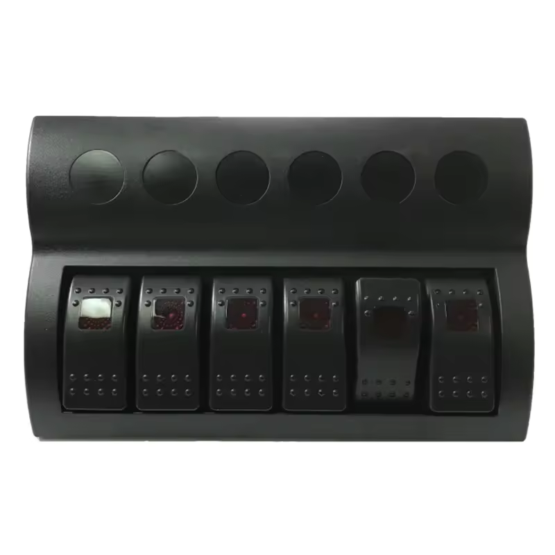 White Marine Switch Panel Boat 6 Gang Switch Panel 12-24V Blue LED Rocker On-off Optional Circuit Breaker Switch Control Panel