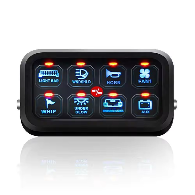 Համընդհանուր 8 Way Eight Gang Panel Switch 8 Gang LED Switch Panel Slim Touch Control Panel Box- ը կապի հետ