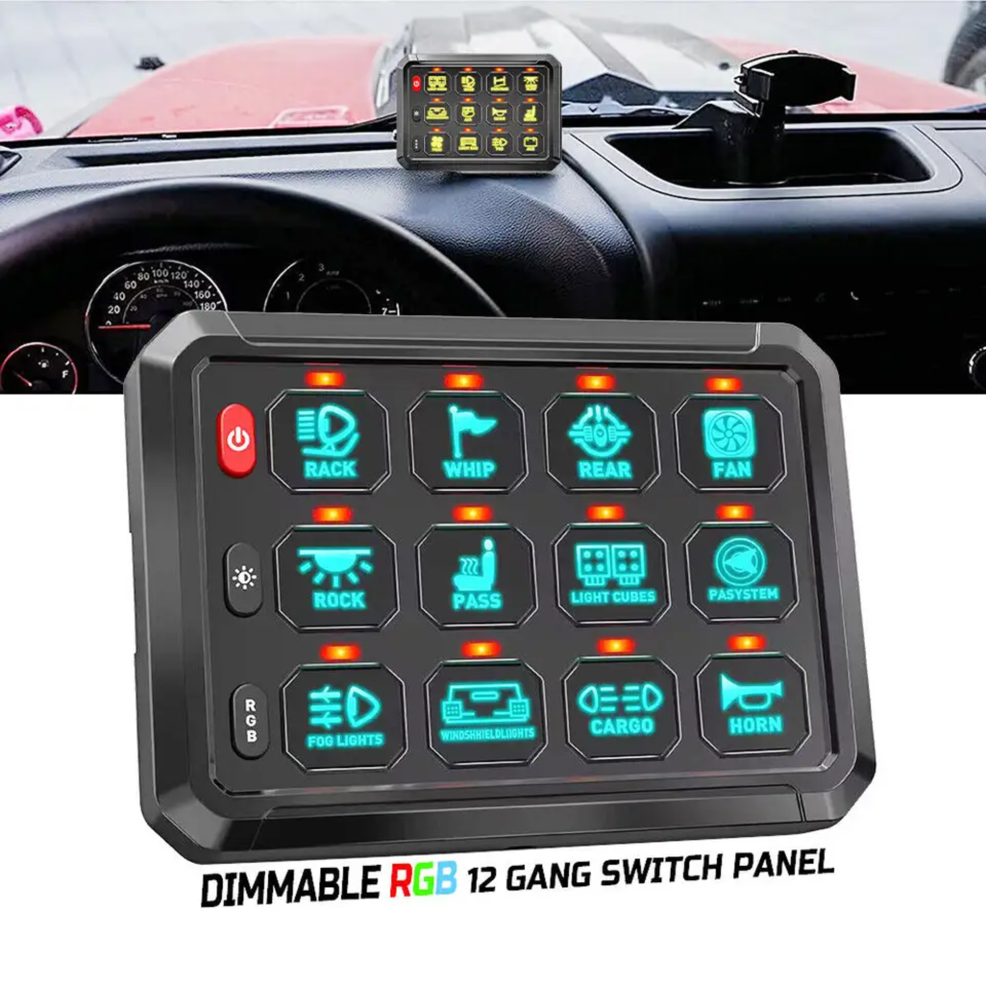 12 Gang Switch Control Panel with Electronic Relay System for Truck ATV UTV Boat Marine SUV Caravan