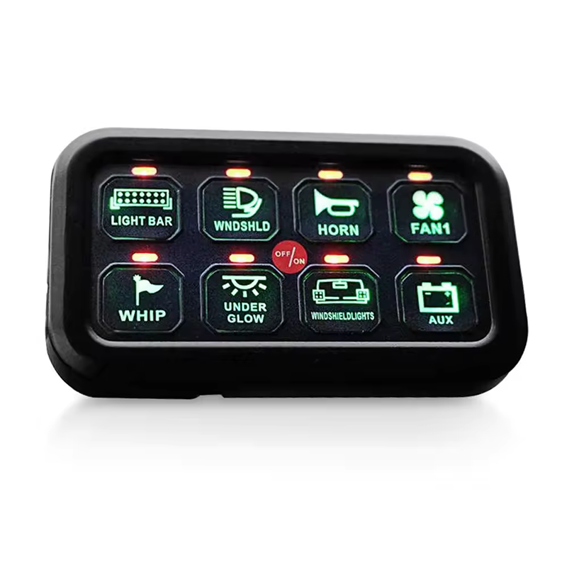 Universal 8 Way Eight Gang Panel Switch 8 Gang LED Switch Panel Slim Touch Control Panel Box with Harness