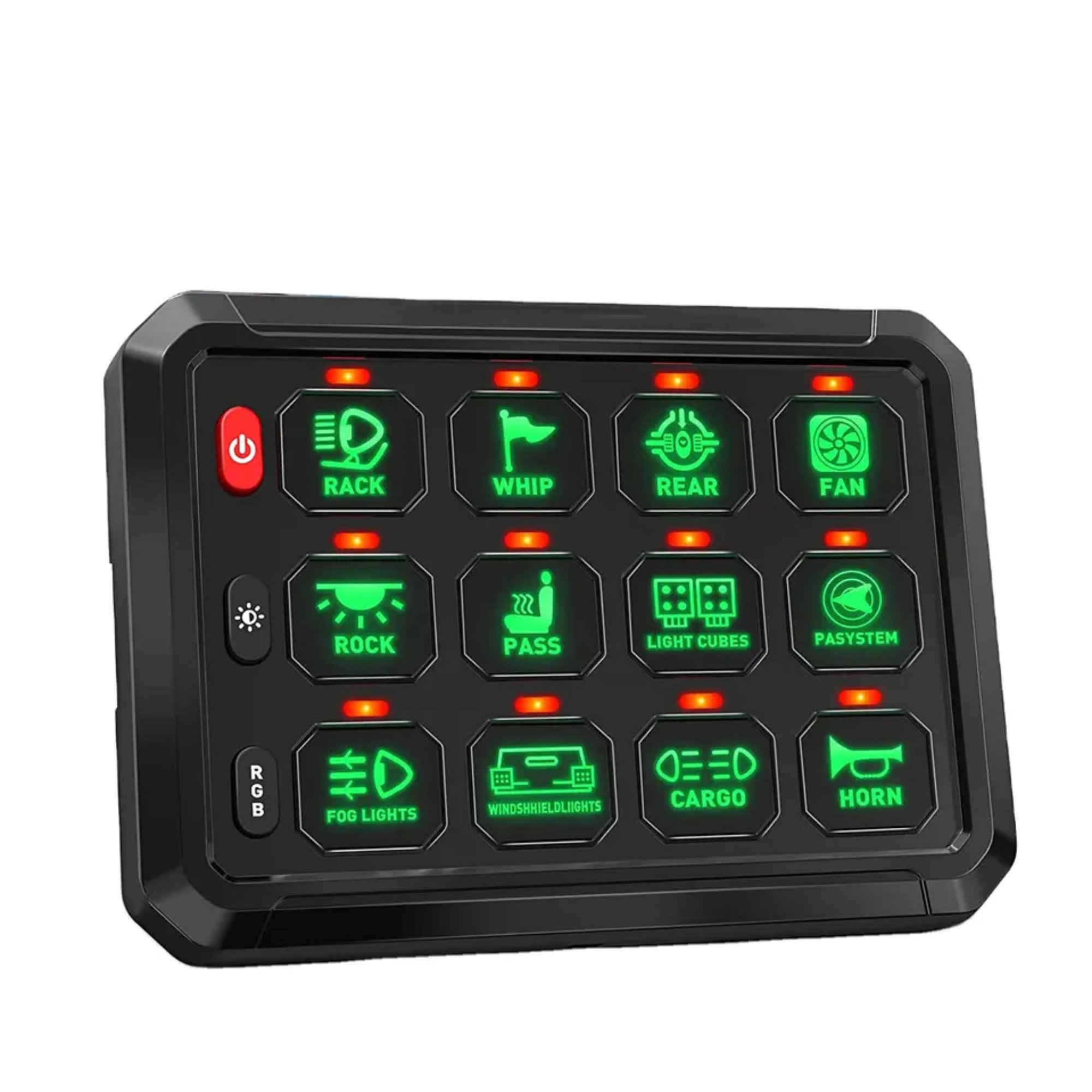 12 Gang Switch Control Panel with Electronic Relay System for Truck ATV UTV Boat Marine SUV Caravan