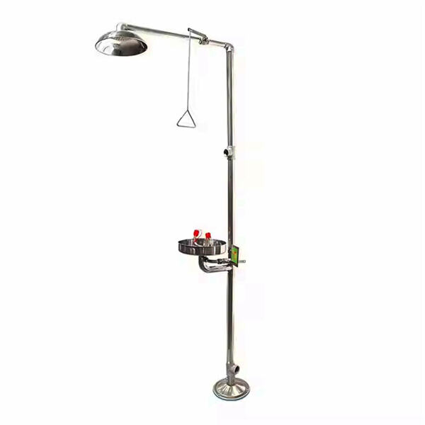 Having an eye wash station stand on hand for quick response to eye injuries.
