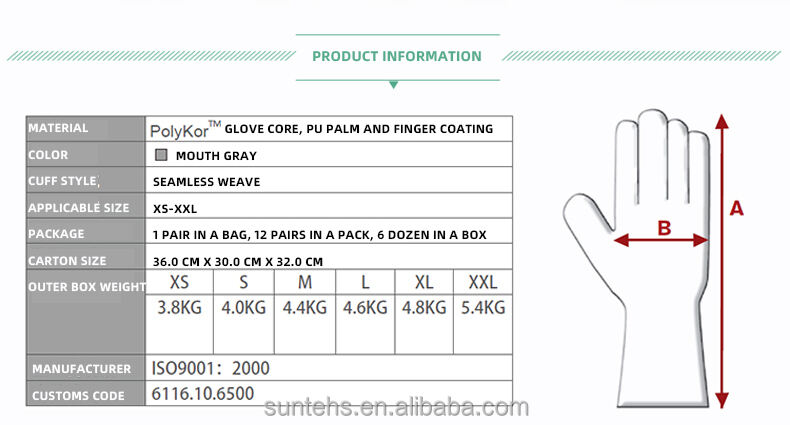 High quality PU palm finger coating protective gloves 16-560 gray seamless weave gloves factory