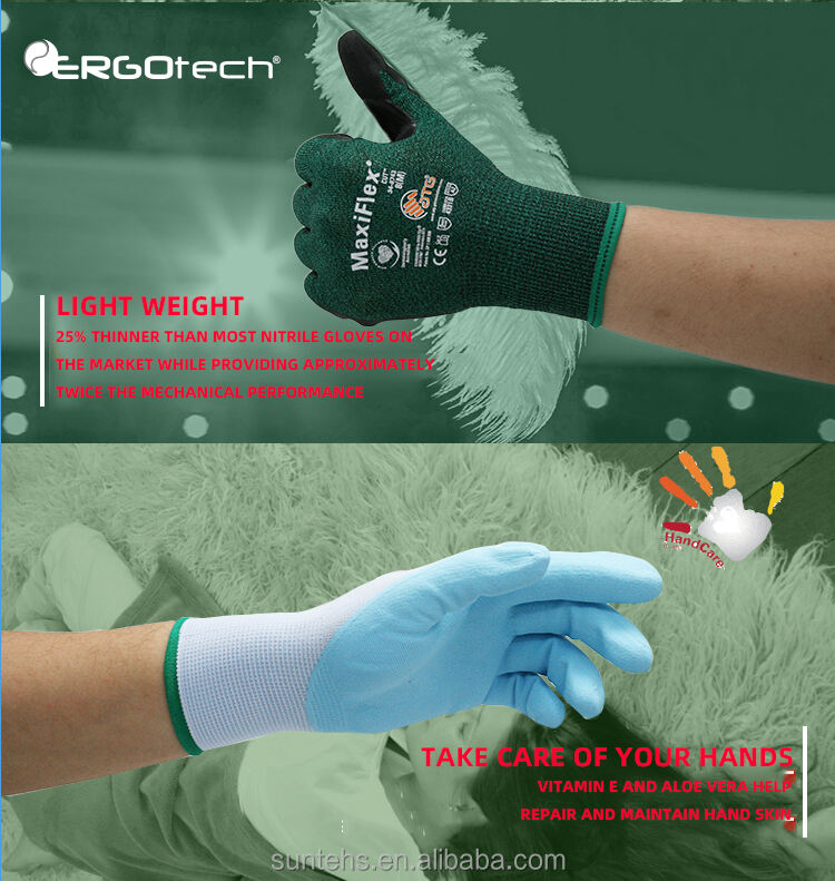 15G seamless woven nylon 34-844 gray black ultra-fine foam nitrile palm dipped gloves details