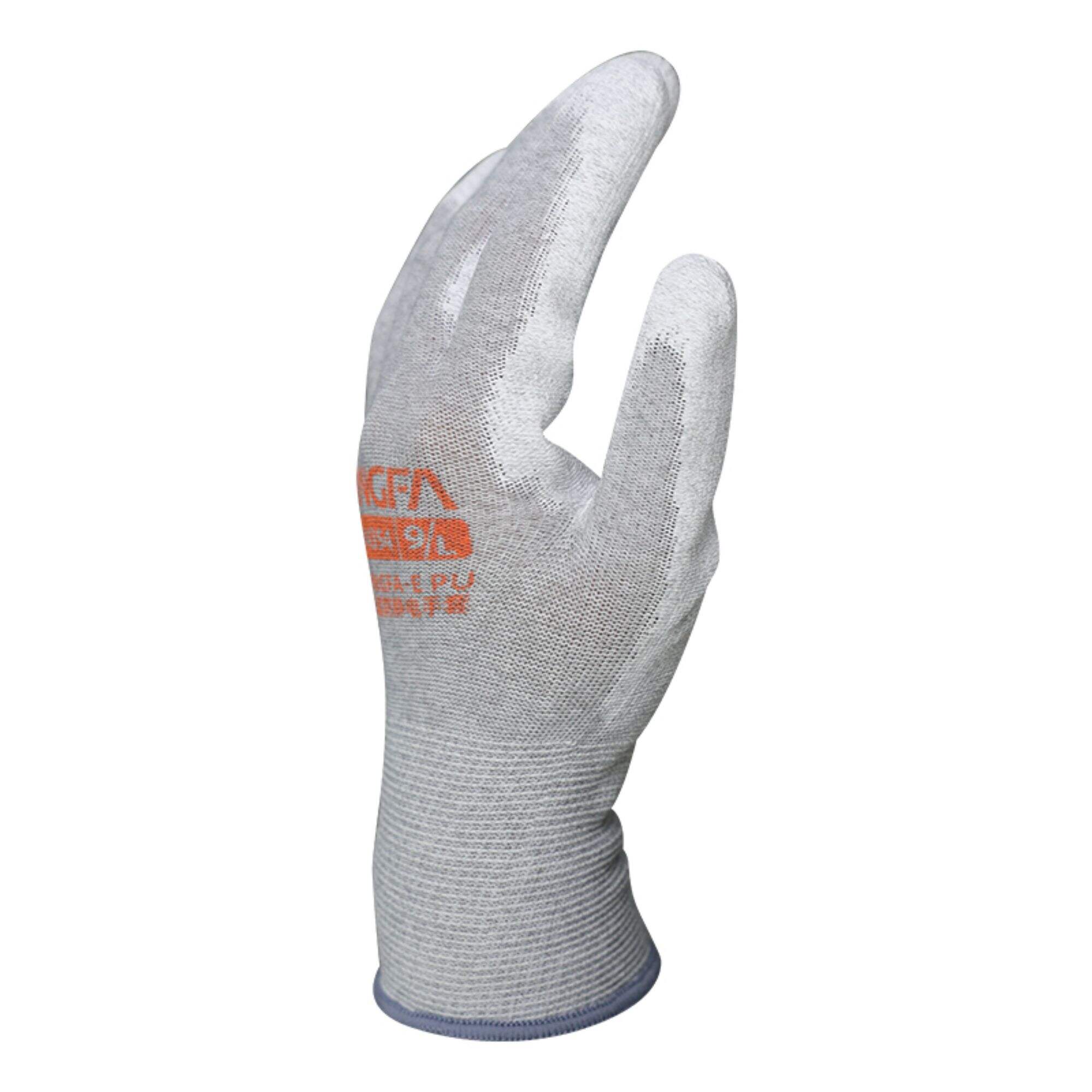 Non-Slip and Anti-Static Nylon Carbon Fiber Knit and White PU Coated Industrial Protective Gloves