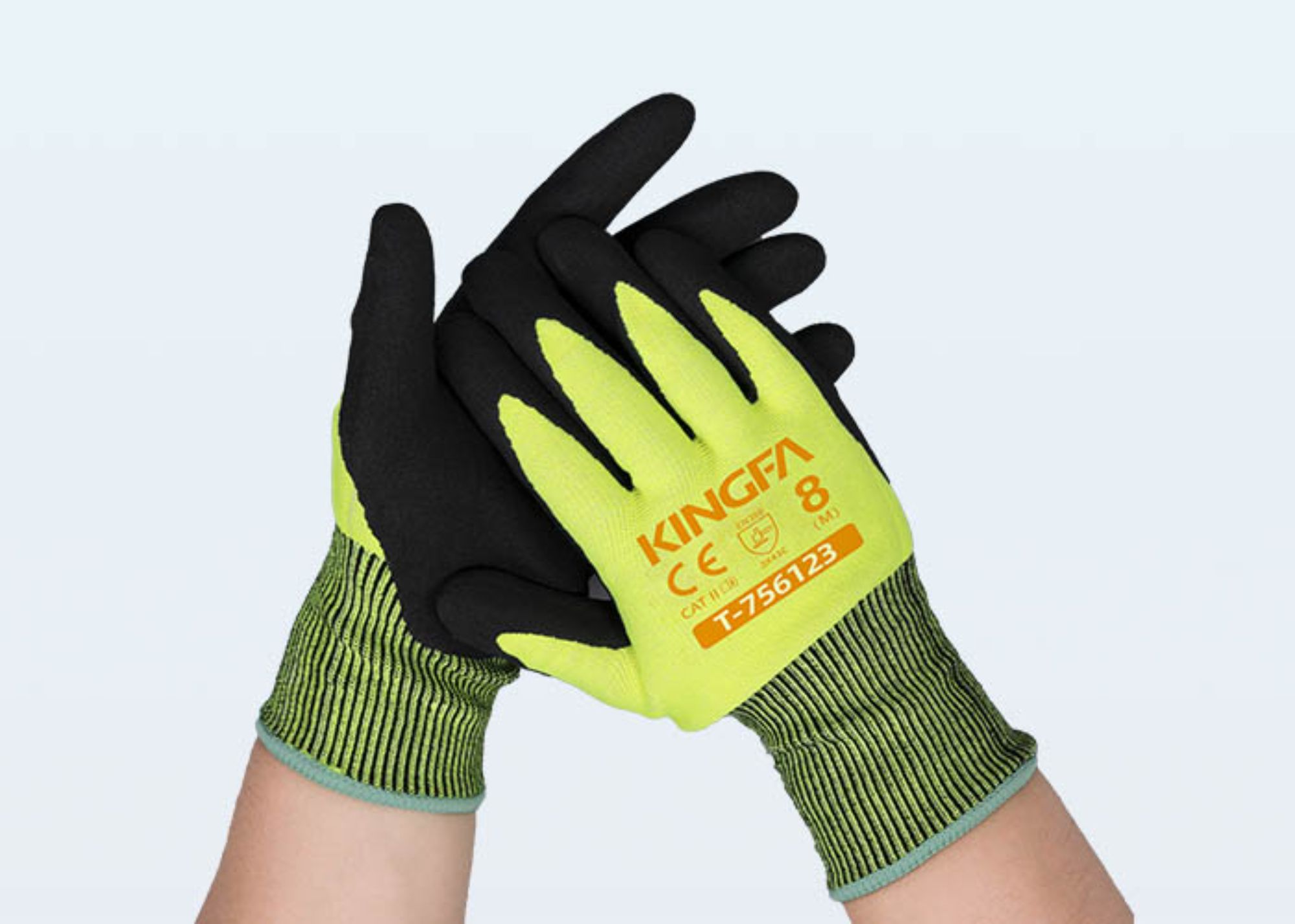 15 Gauge Cut Resistant HPPE Fiber Steel Fiber and Polyester Sandy Nitrile Palm Coated Safety Gloves