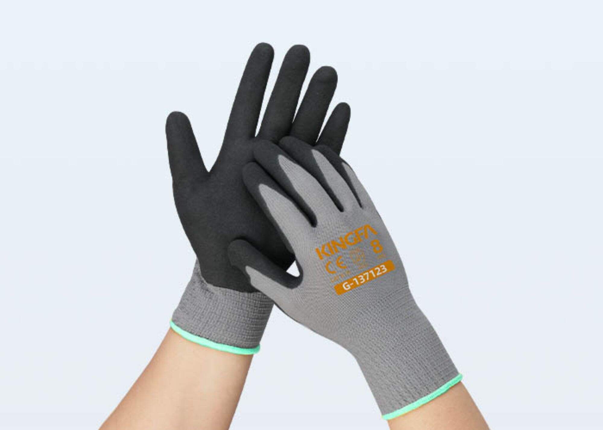 13 Gauge Oil Resistant Non Slip Sandy Nitrile Palm Coated Safety Gloves