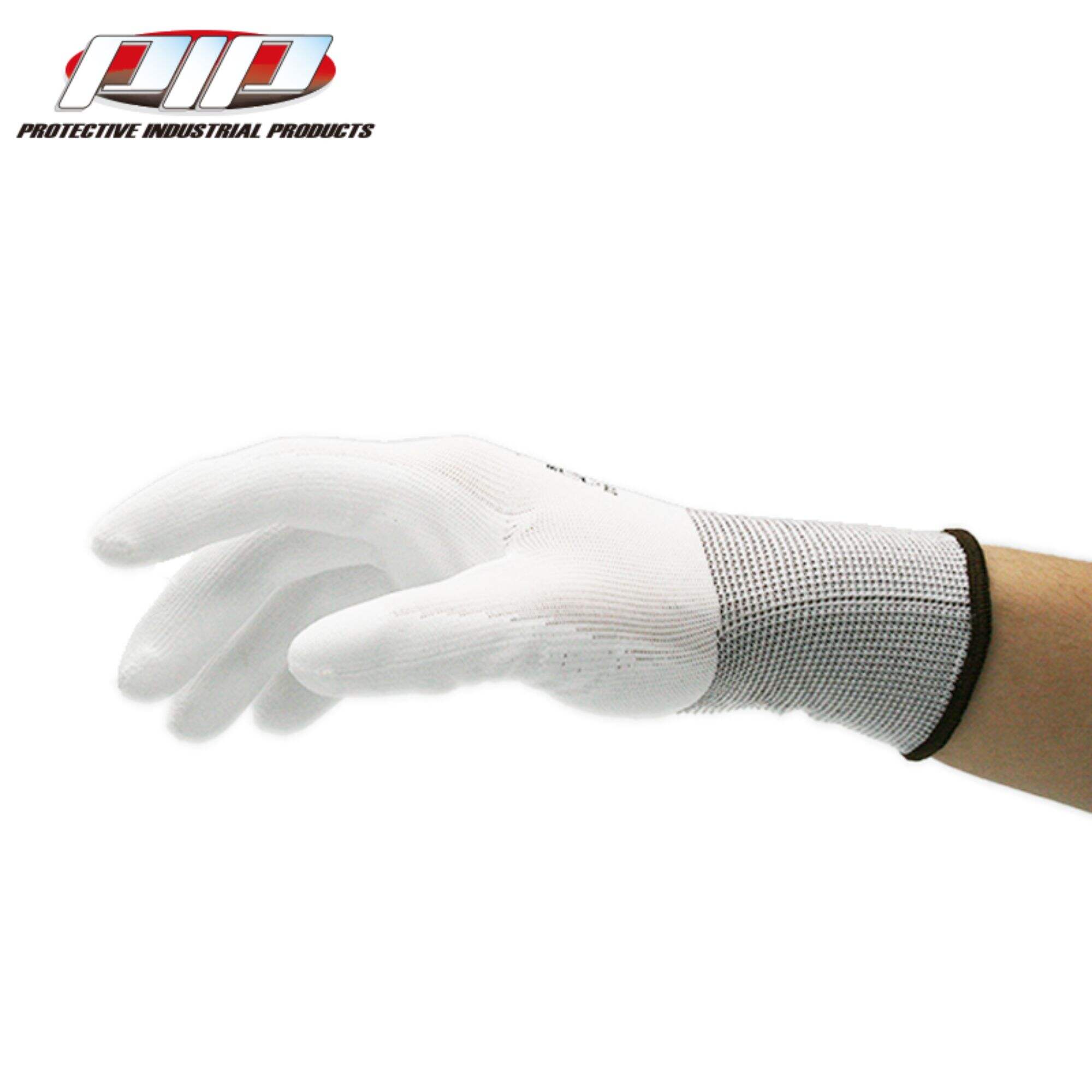 Gants de sécurité industriels économiques, doublure en Polyester tissé Anti-Abrasion de calibre 13, revêtement en polyuréthane blanc PU