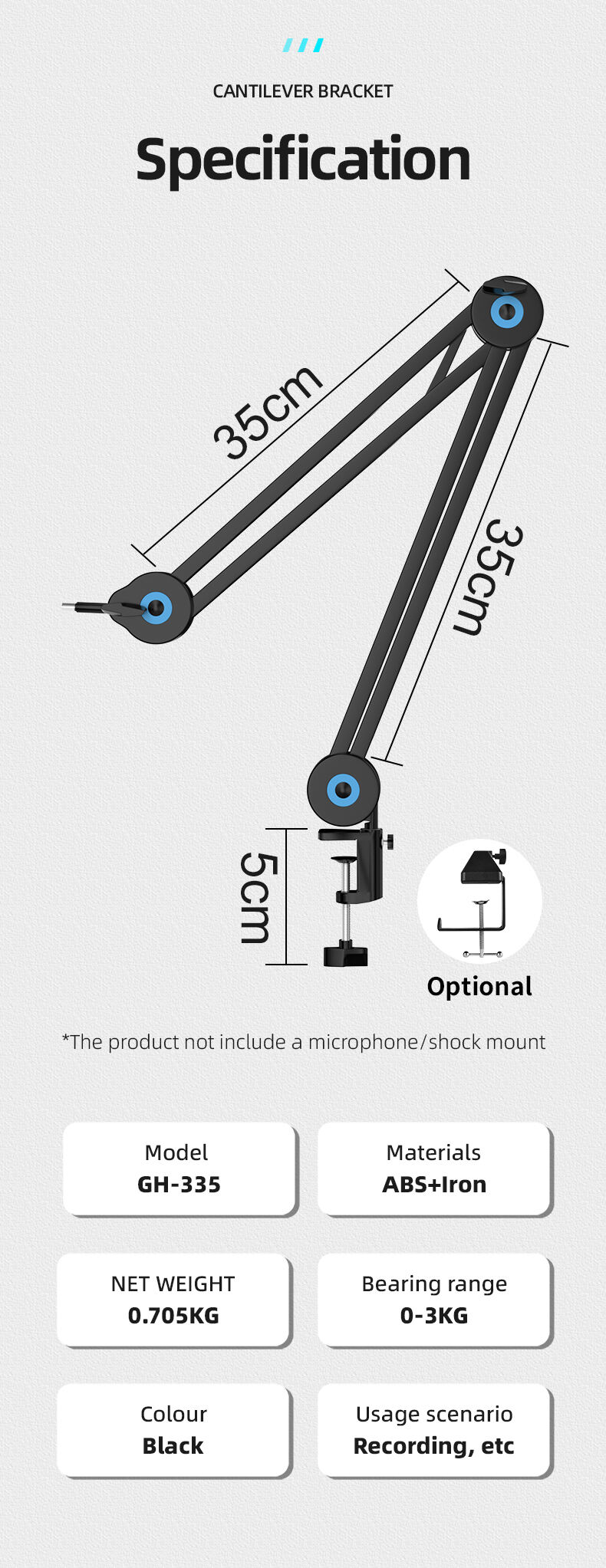 Universal Professional Live Streaming Support Radio Studio Microphone Stand factory