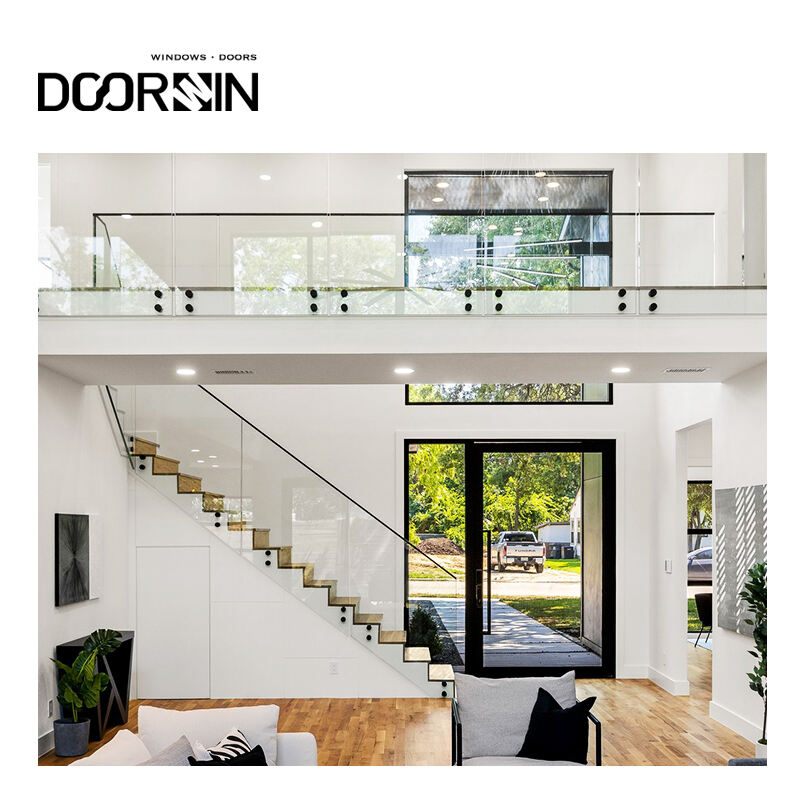 Doorwin Residential Dallas Project Balcony Durable U Channel Staircase Aluminum Glass Railing manufacture