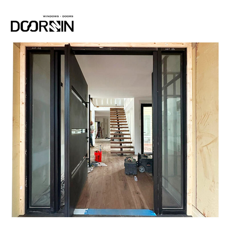 Doorwin Low Price China Modern Simple Aluminum Alloy Front Main Door Pivot Door Designs For Home manufacture