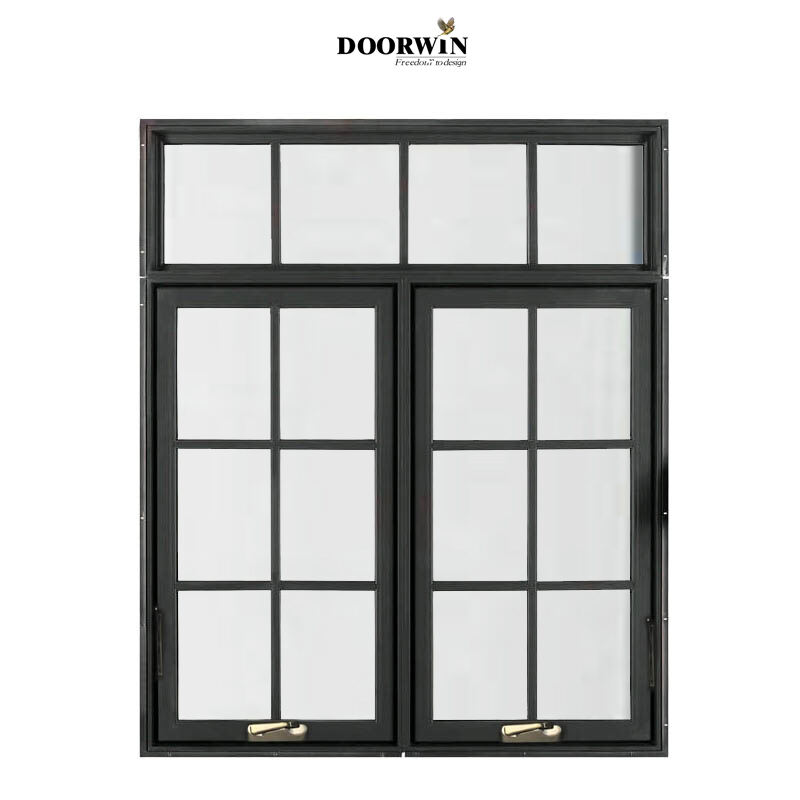 American Style Wooden Casement Windows Grid Design Effective Insulation Aluminum Clad Wood Hand Crank Windows supplier