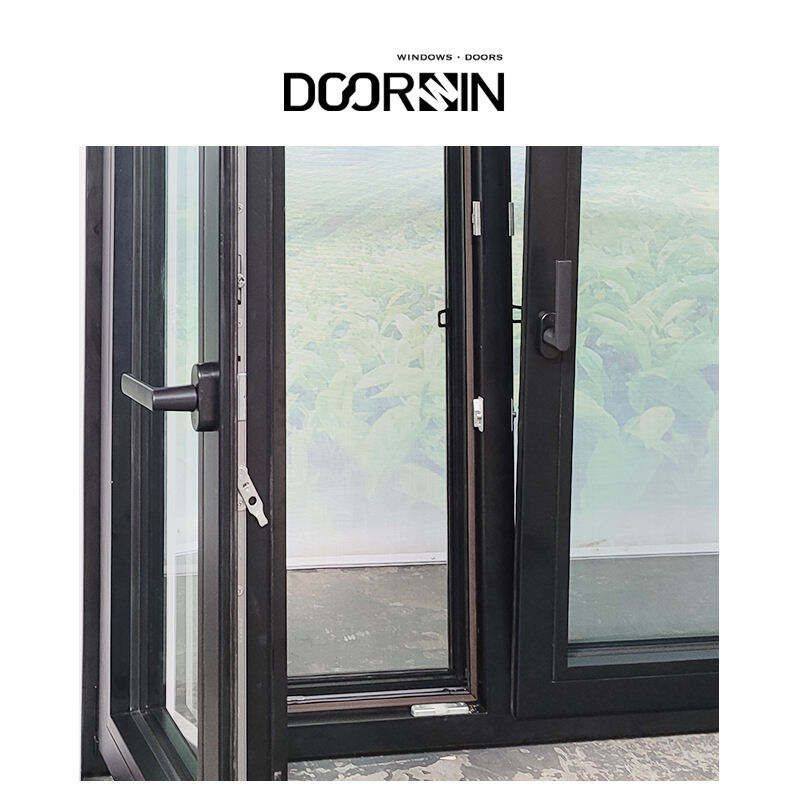 Doorwin Manufacturer Good Price Modern Tempered Glass Hurricane Impact Black French Aluminum Double Casement Windows For Villa factory