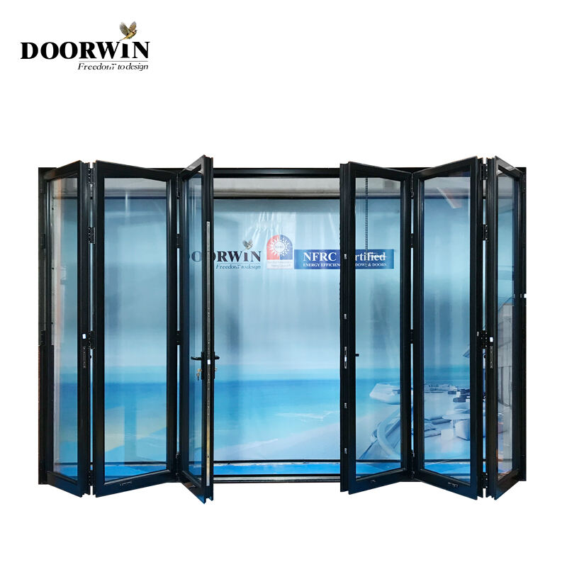 Doorwin patio double glass exterior accordion folding door residential aluminium bifold doors details