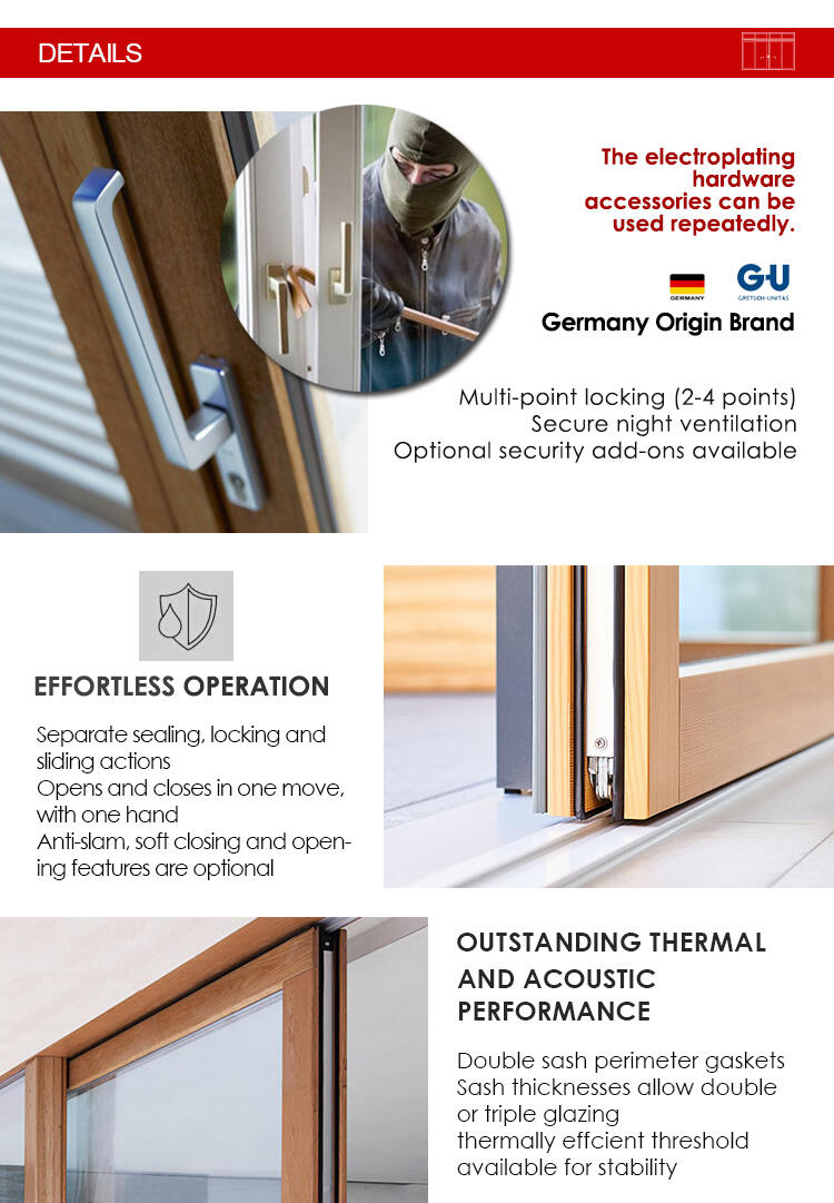 Verified Pro Doorwin Wood Frame Double Glass Safety Heavy Duty Multi Panel Lift and Sliding Doors Patio Door details